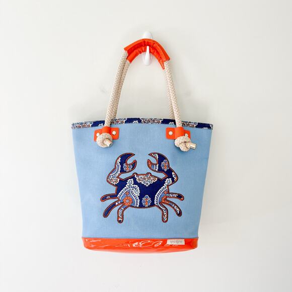 Spartina 449 Handbags - Spartina 449 Daufuskie Island Crab Blue and Orange Beach Bag Bucket Tote